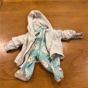 Gerber Teal Preemie Animal Print Footies and Newborn Jacket